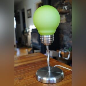 Vintage Postmodern Light Bulb Squiggle Table Lamp Pop Art Y2K Design Glass Shade